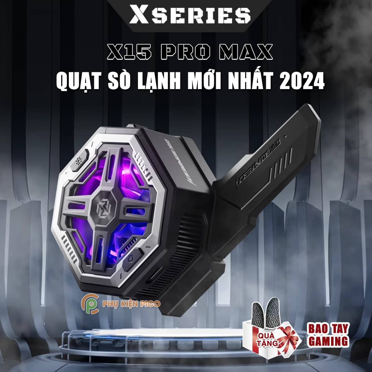 Quạt tản nhiệt điện thoại X15 Pro Max - Piva BL7 BX7 quạt mới nhất 2024 sò lạnh liền khối diện tích tản cực lớn, led RGB