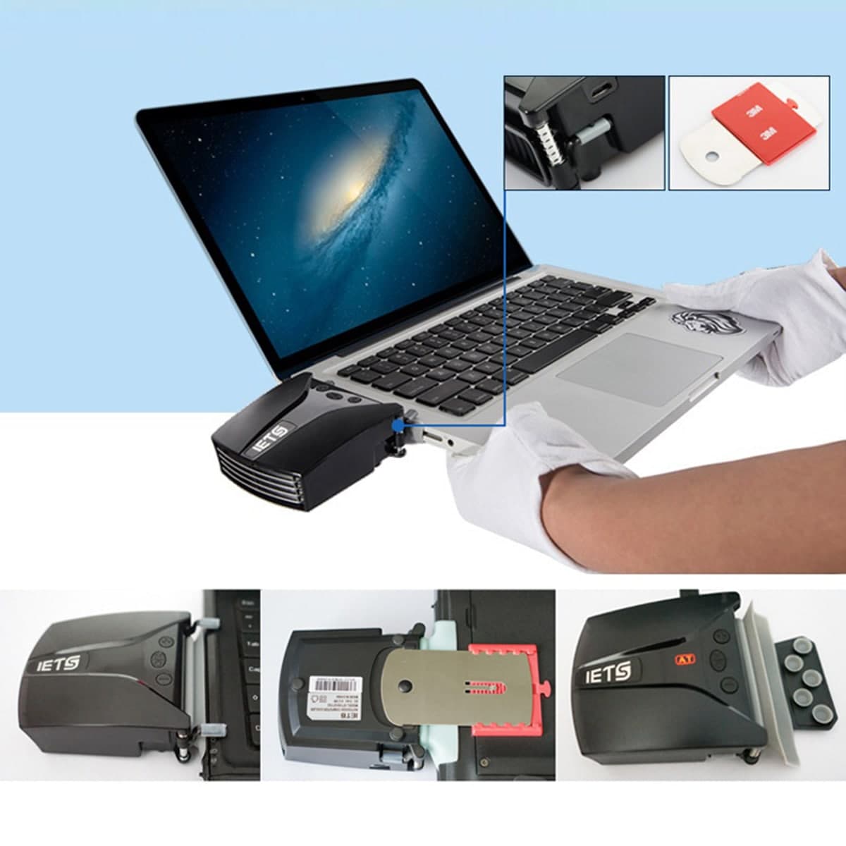 Quạt tản nhiệt laptop Iets GT202 Cooler V9 quạt hút gió chân không có màn hình hiển thị nhiệt độ bản cao cấp có củ sạc rời - 5