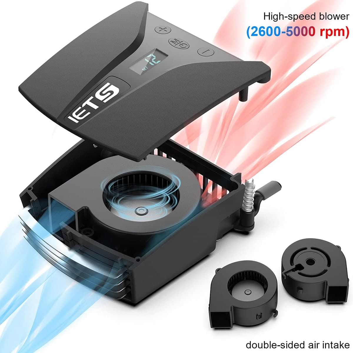 Quạt tản nhiệt laptop Iets GT202 Cooler V9 quạt hút gió chân không có màn hình hiển thị nhiệt độ bản cao cấp có củ sạc rời - 12