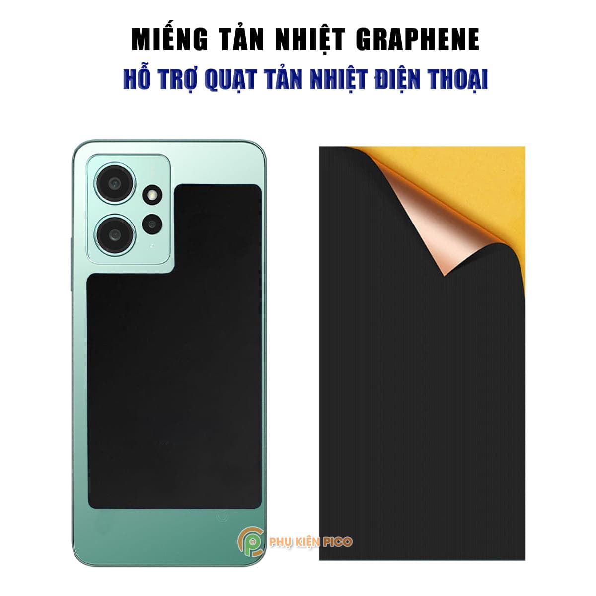 Miếng dán tản nhiệt Graphene hỗ trợ quạt tản nhiệt điện thoại giúp làm mát điện thoại và máy tính bảng