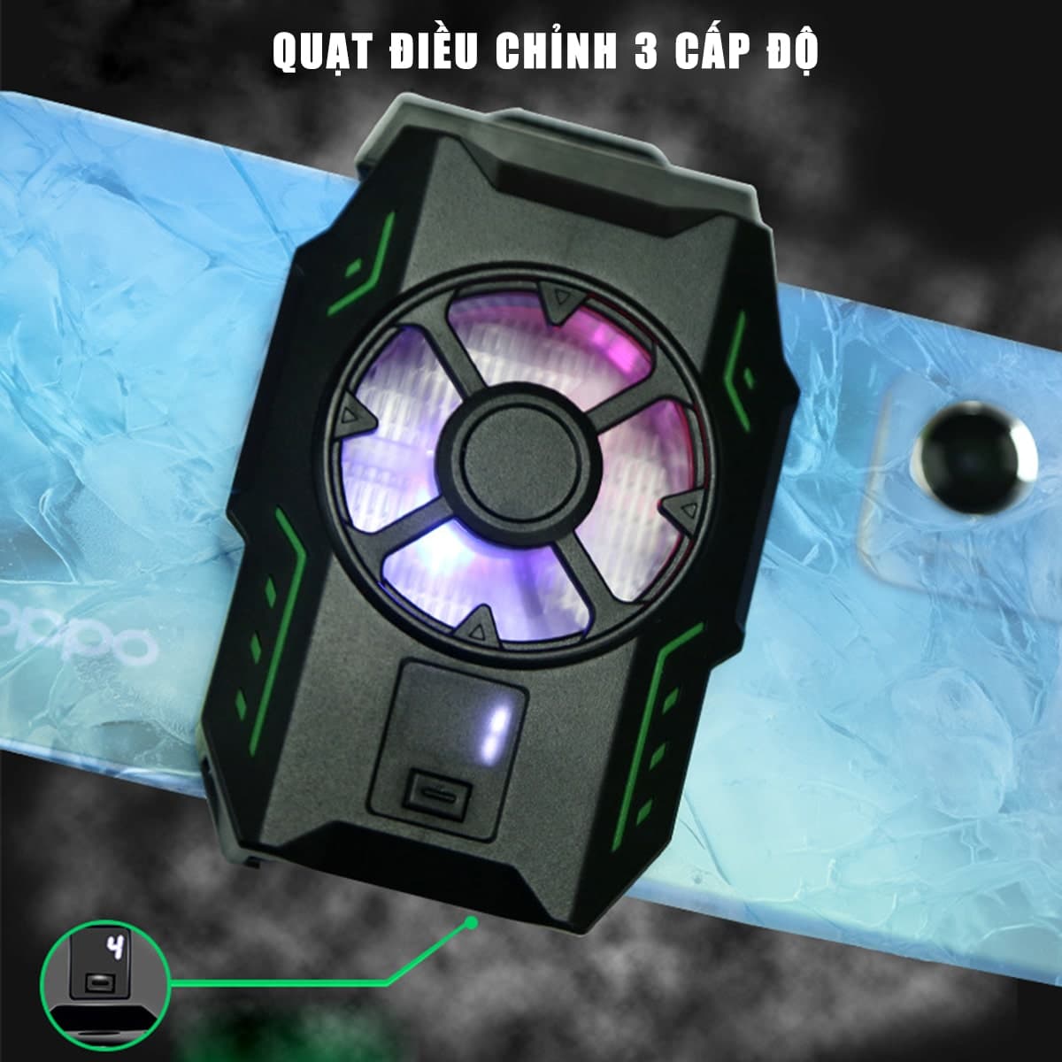 Quạt tản nhiệt điện thoại sò lạnh S26 màn hình hiển thị nhiệt độ Led RGB - Quạt sò lạnh giá rẻ - 4