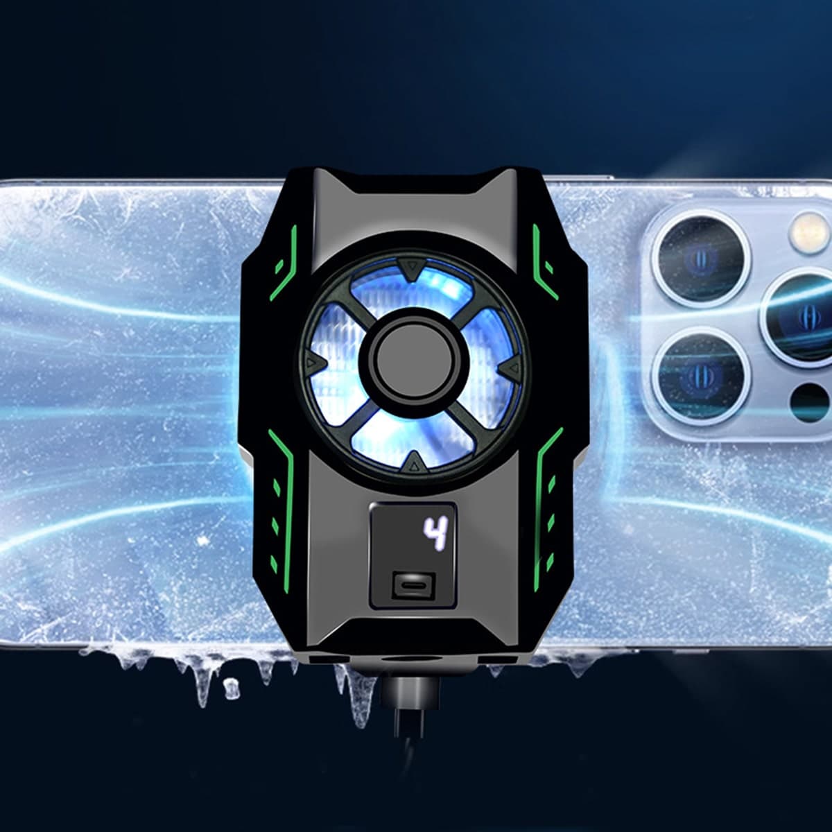 Quạt tản nhiệt điện thoại sò lạnh S26 màn hình hiển thị nhiệt độ Led RGB - Quạt sò lạnh giá rẻ - 6