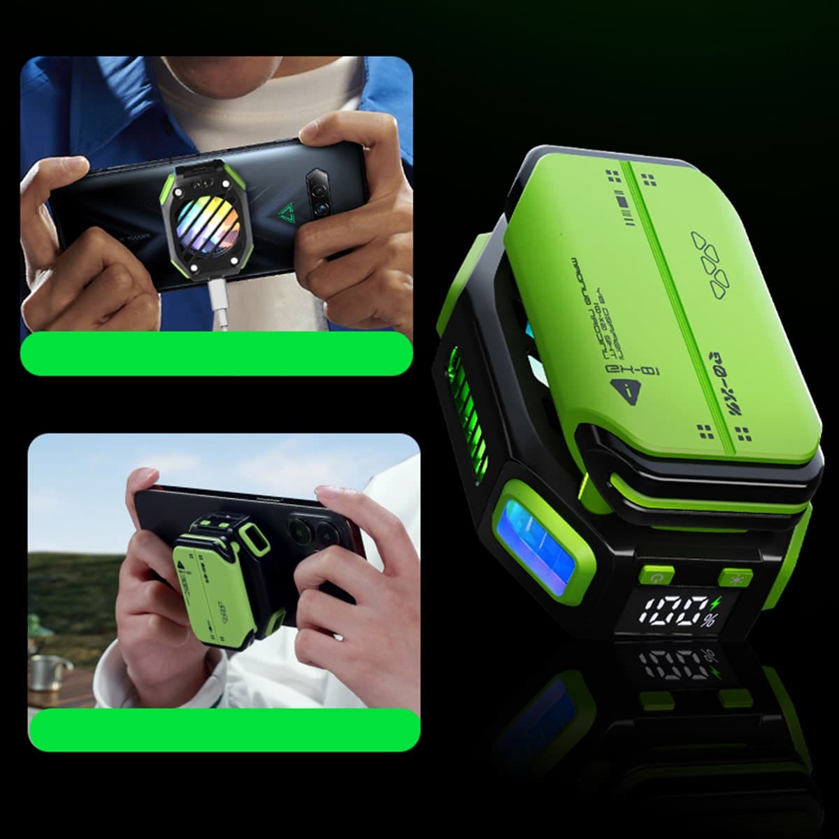 Quạt tản nhiệt điện thoại máy tính bảng sò lạnh từ tính X111 Quạt pin rời 2000MAh màn hình hiển thị nhiệt độ Led RGB - 2