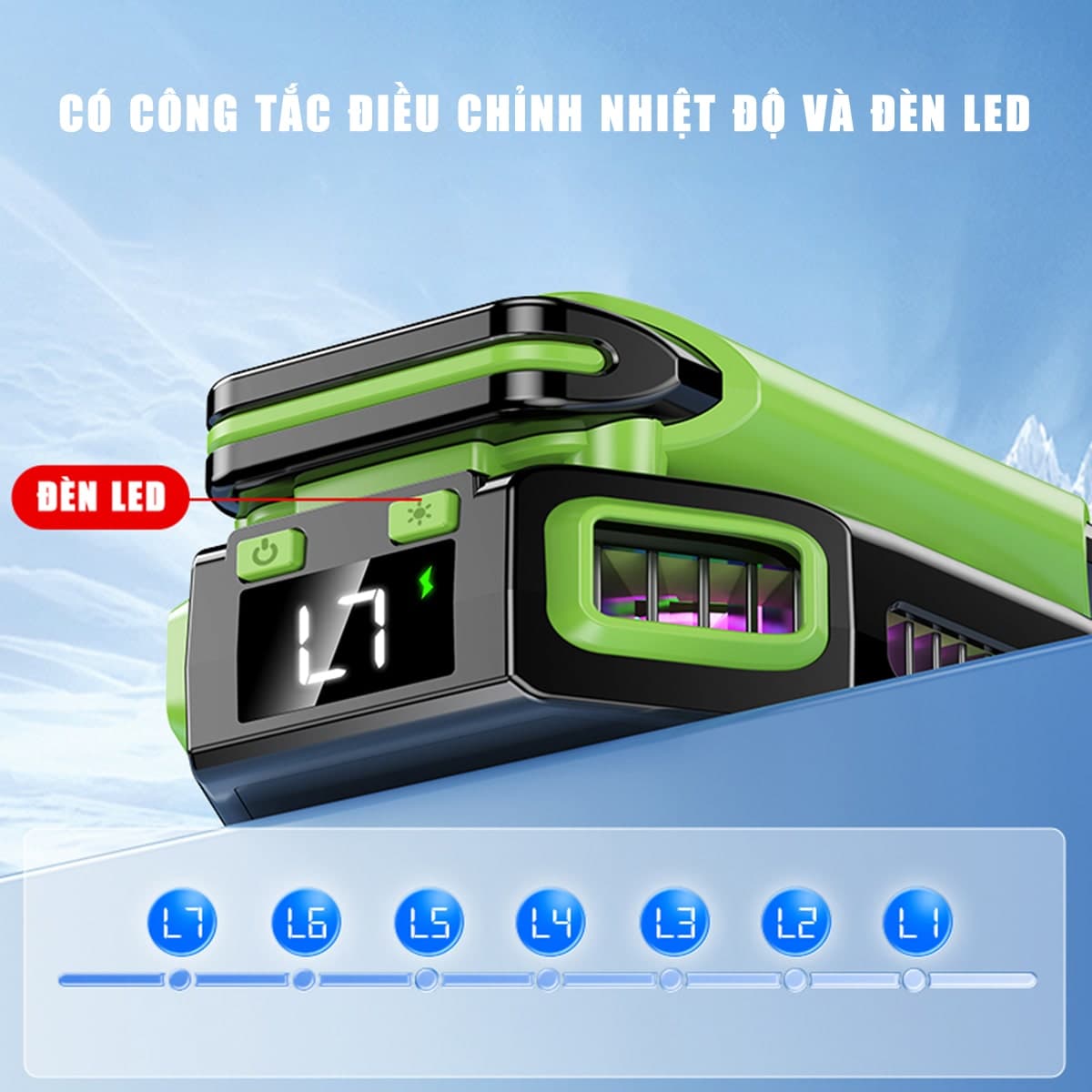 Quạt tản nhiệt điện thoại máy tính bảng sò lạnh từ tính X111 Quạt pin rời 2000MAh màn hình hiển thị nhiệt độ Led RGB - 9
