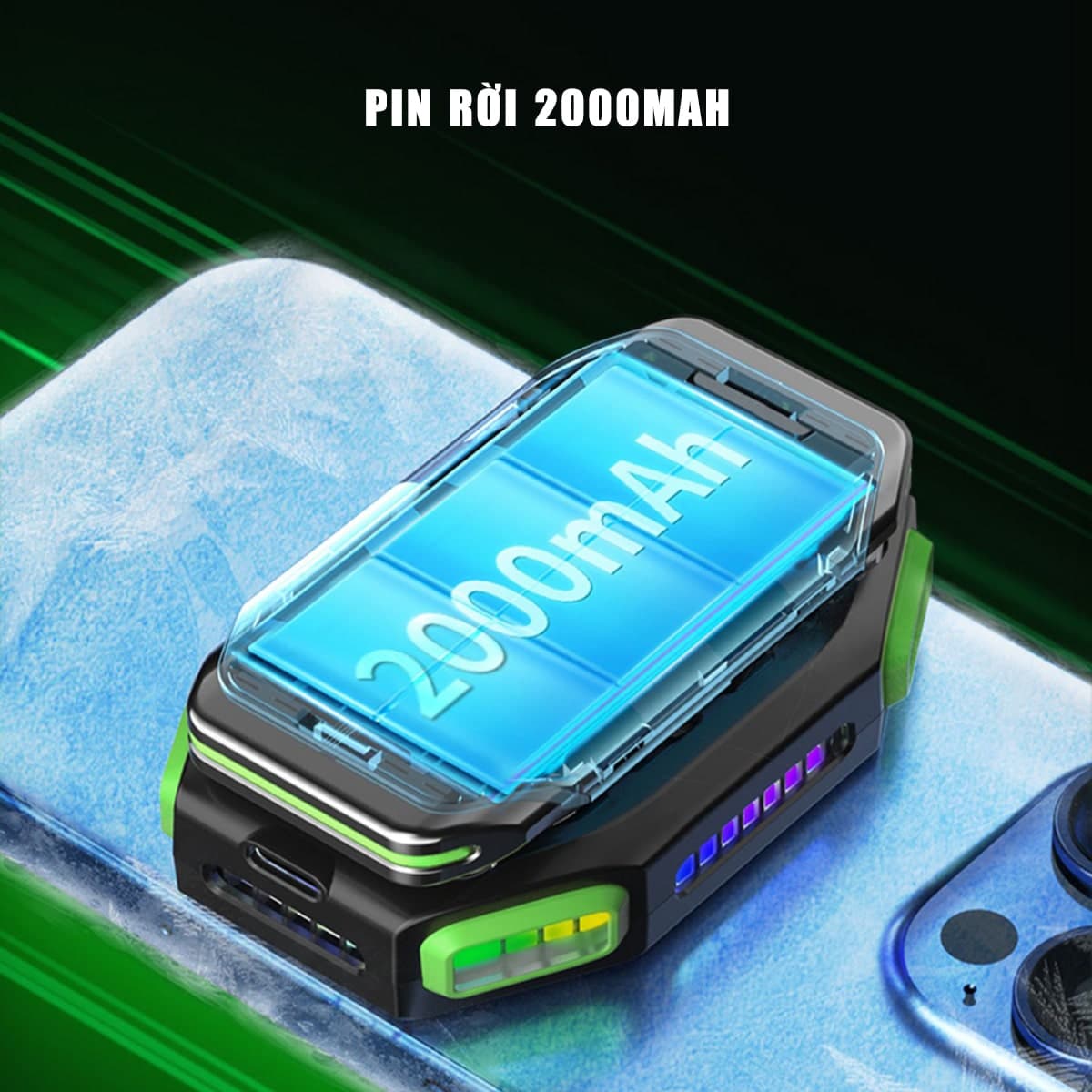 Quạt tản nhiệt điện thoại máy tính bảng sò lạnh từ tính X111 Quạt pin rời 2000MAh màn hình hiển thị nhiệt độ Led RGB - 8