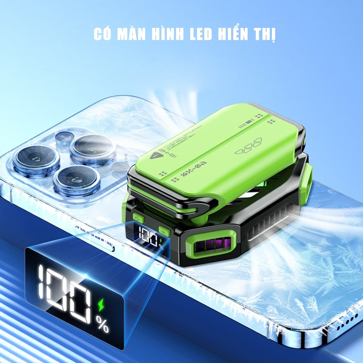 Quạt tản nhiệt điện thoại máy tính bảng sò lạnh từ tính X111 Quạt pin rời 2000MAh màn hình hiển thị nhiệt độ Led RGB - 4