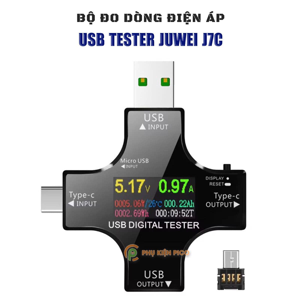 Bộ đo dòng điện áp USB Tester Juwei J7-C Type C, USB - Thiết bị test củ sạc kiểm tra công suất