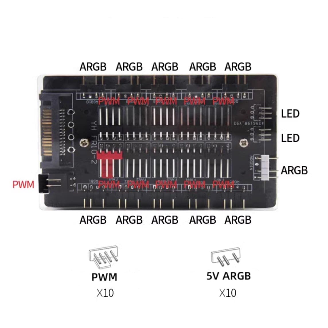 Hub Fan chia led fan ARGB PWM 10 cổng - HUB 10 cổng A-RGB và PWM tích hợp - 6