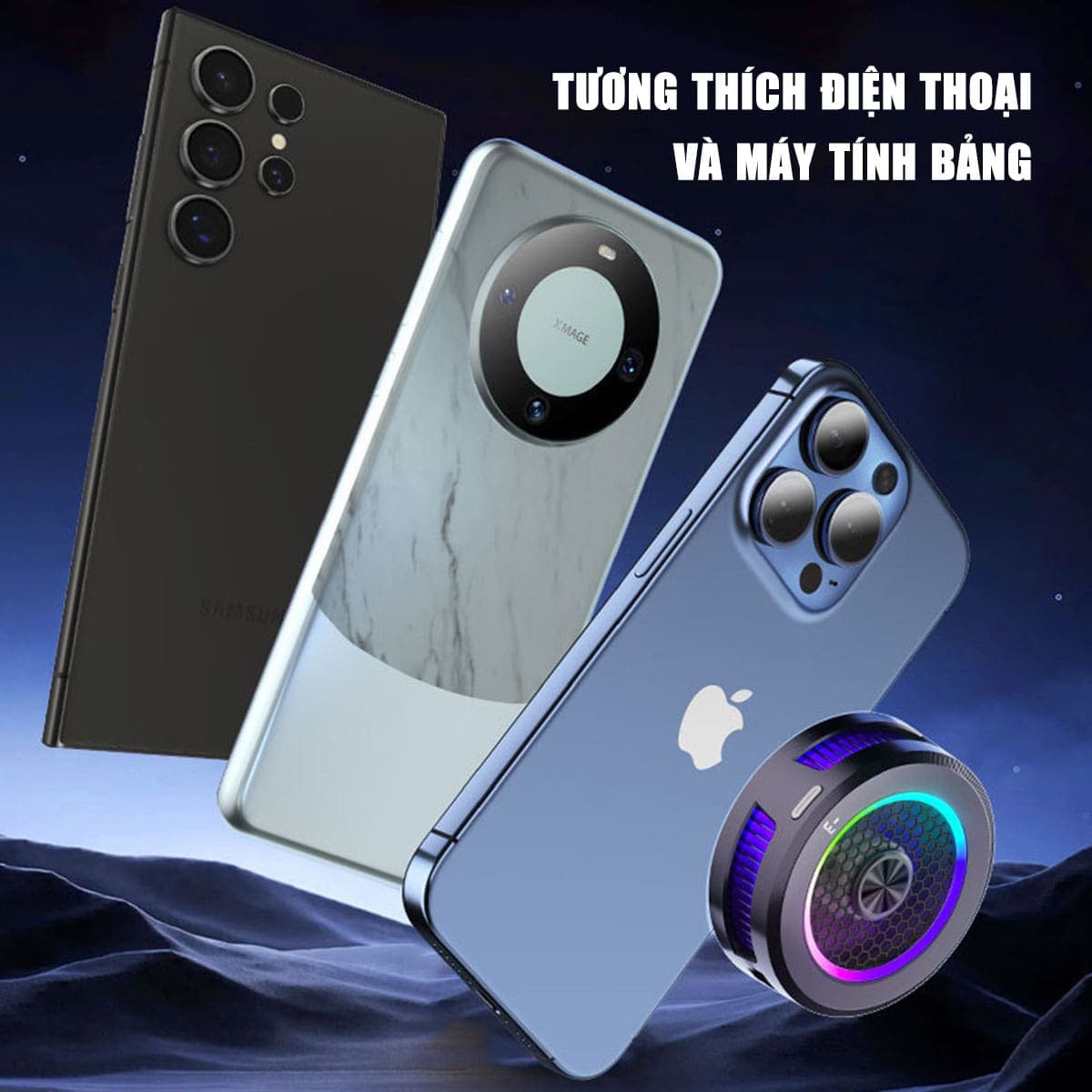 Quạt tản nhiệt điện thoại sò lạnh từ tính AL19 làm lạnh đóng băng màn hình hiển thị nhiệt độ led RGB - 7