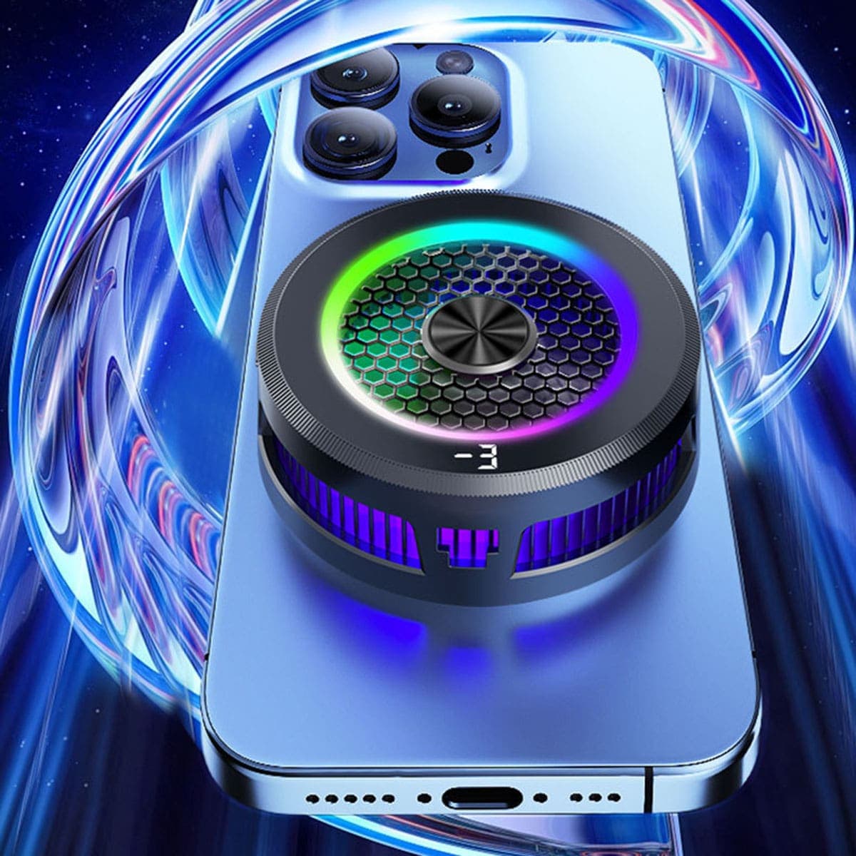 Quạt tản nhiệt điện thoại sò lạnh từ tính AL19 làm lạnh đóng băng màn hình hiển thị nhiệt độ led RGB - 10