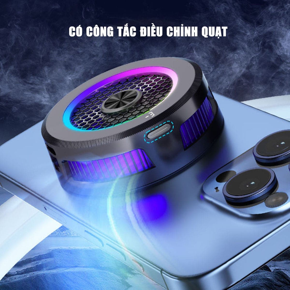 Quạt tản nhiệt điện thoại sò lạnh từ tính AL19 làm lạnh đóng băng màn hình hiển thị nhiệt độ led RGB - 12