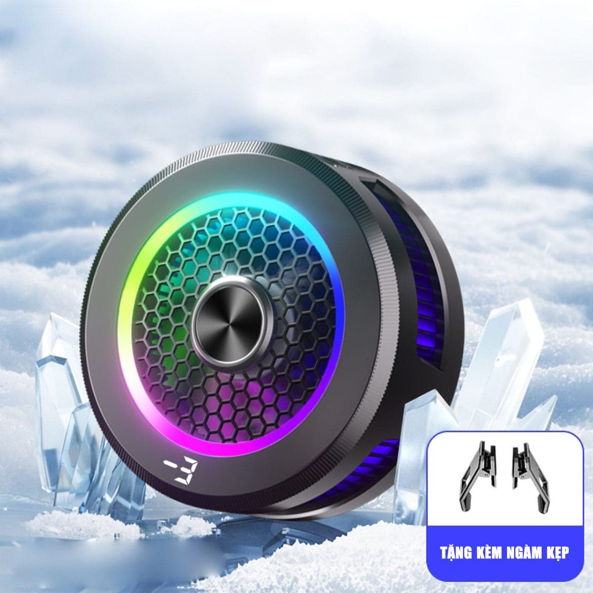 Quạt tản nhiệt điện thoại sò lạnh từ tính AL19 làm lạnh đóng băng màn hình hiển thị nhiệt độ led RGB - 5