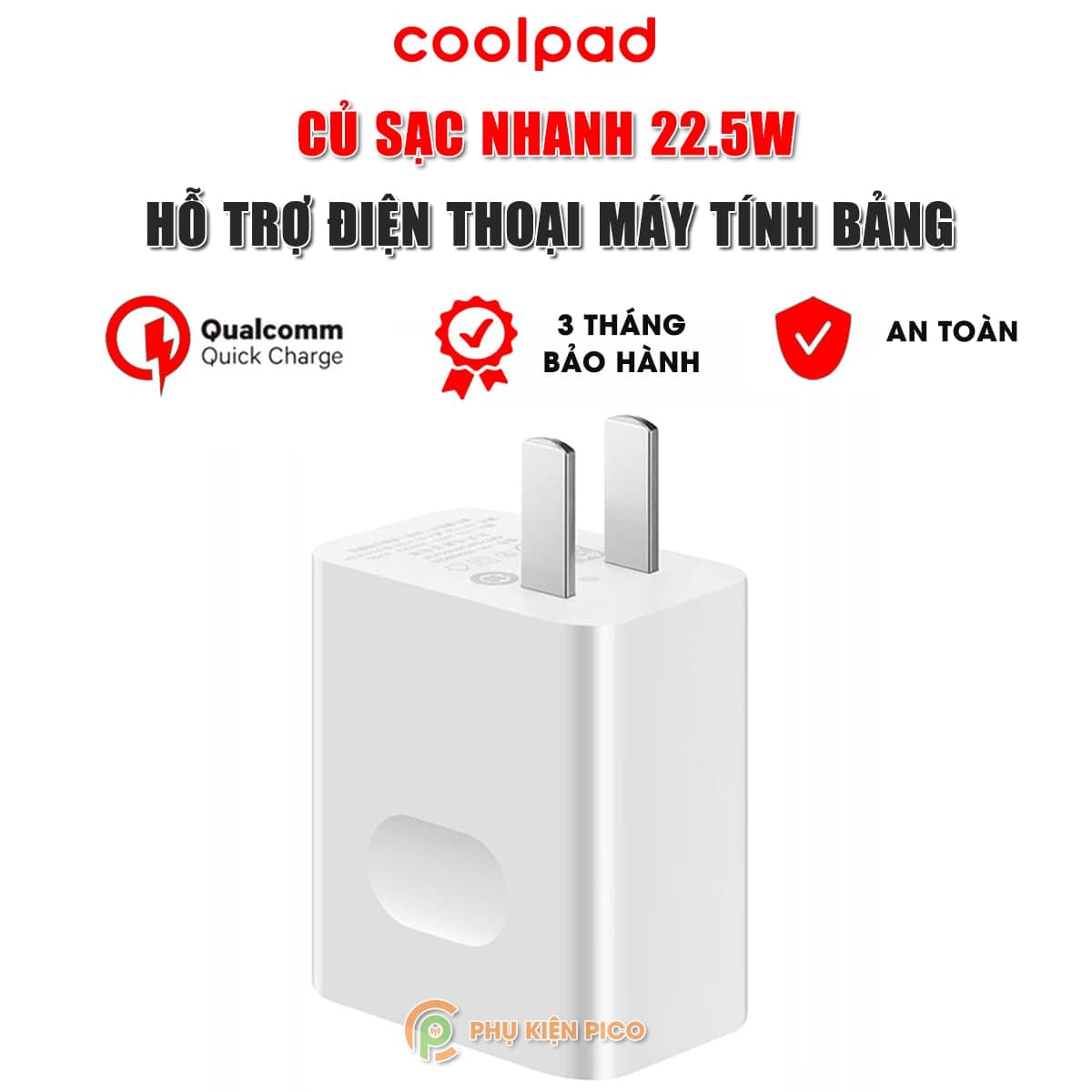 Củ sạc nhanh 22.5W Coolpad cổng usb A Bộ Sạc Điện Thoại máy tính bảng quick charge adapter