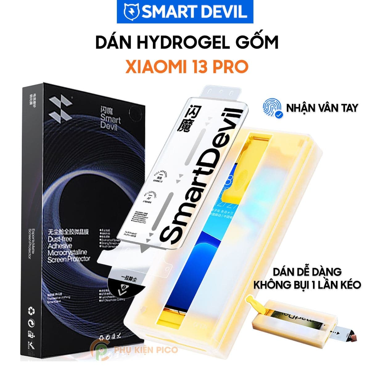 Dán màn hình Xiaomi 13 Pro Hydrogel Gốm Smart Devil full màn hình nhận vân tay