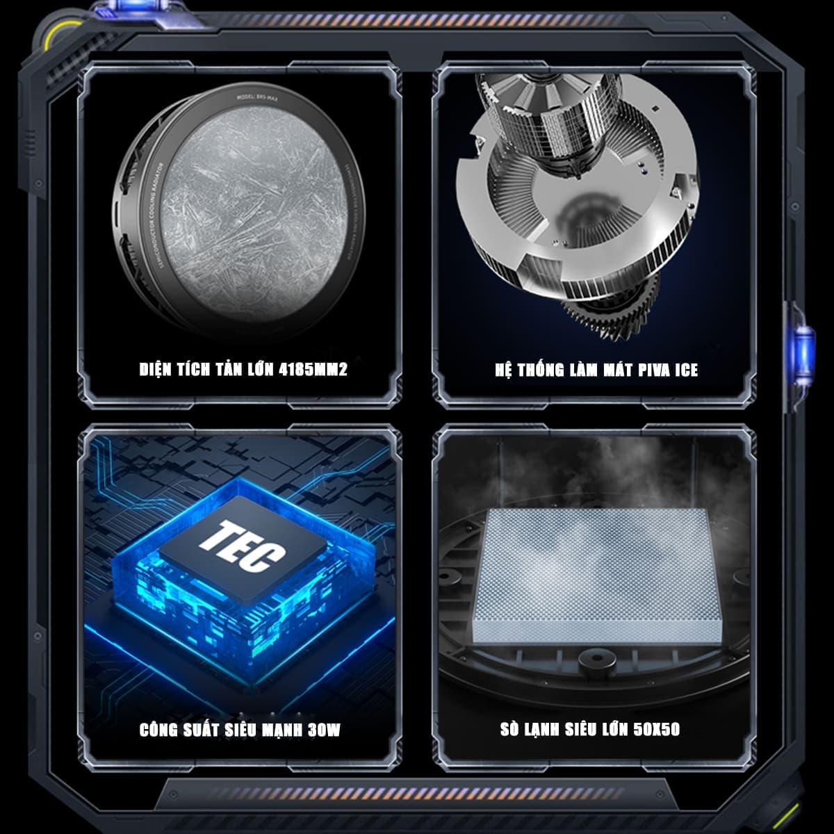 Quạt tản nhiệt máy tính bảng ipad X120 Ultra Max sò lạnh siêu lớn 50x50mm đóng băng full mặt công suất 30W - Piva BR5 Max - 3