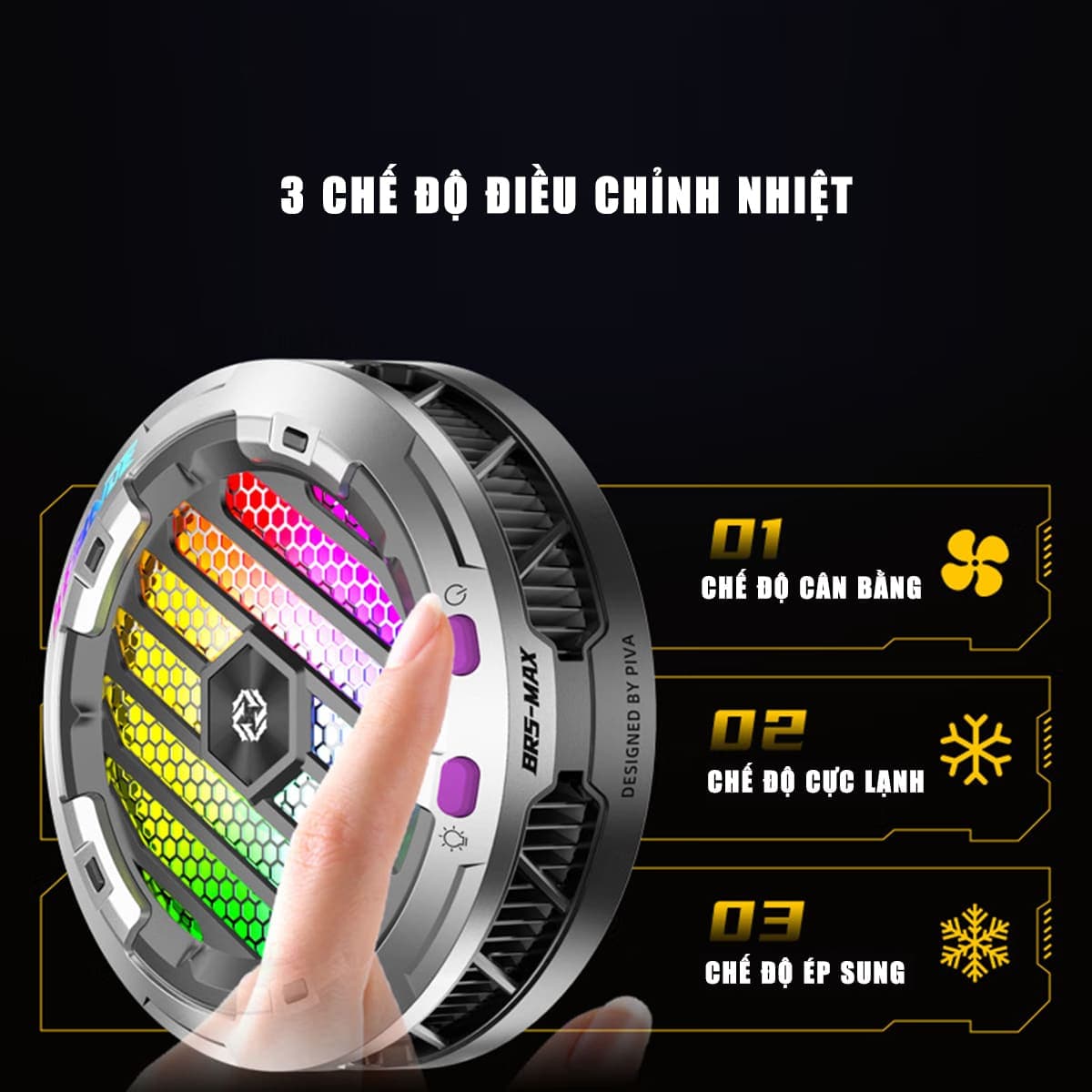 Quạt tản nhiệt máy tính bảng ipad X120 Ultra Max sò lạnh siêu lớn 50x50mm đóng băng full mặt công suất 30W - Piva BR5 Max - 4