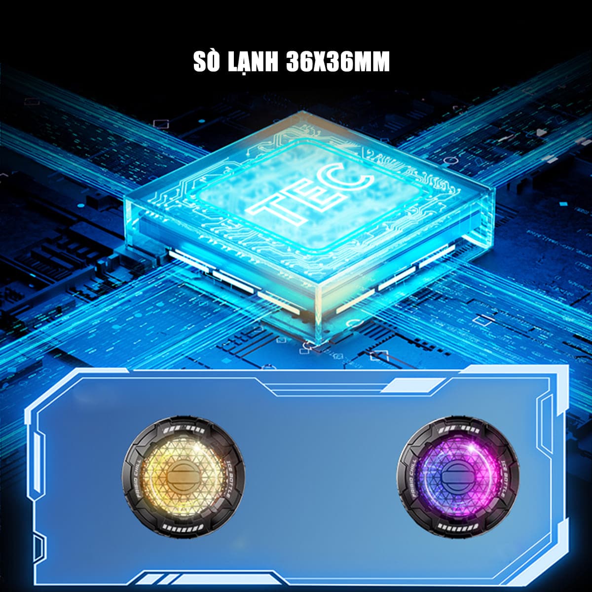 Quạt tản nhiệt sò lạnh điện thoại máy tính bảng X112 Pro sò lạnh 36x36mm đóng băng full mặt 23W led RGB - 3