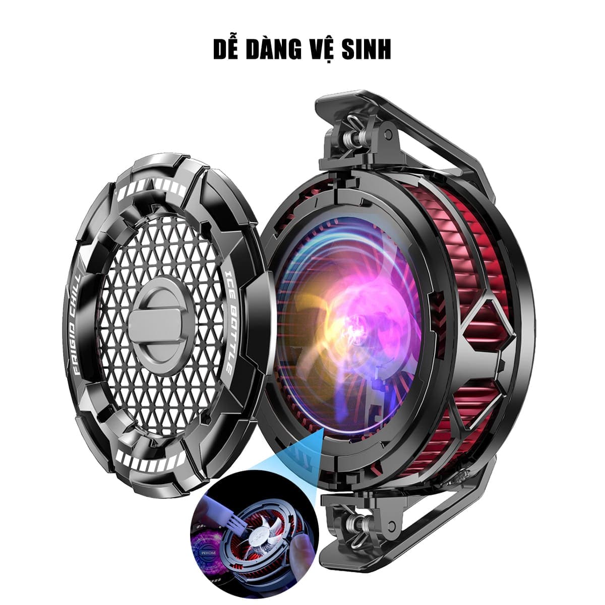 Quạt tản nhiệt sò lạnh điện thoại máy tính bảng X112 Pro sò lạnh 36x36mm đóng băng full mặt 23W led RGB - 5