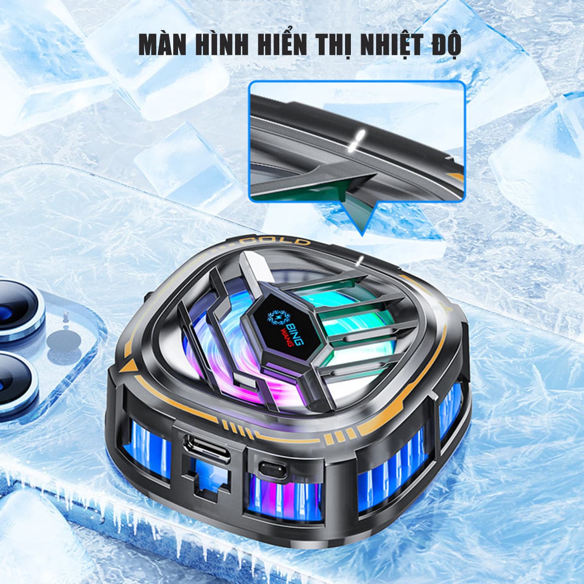 Quạt tản nhiệt điện thoại máy tính bảng X76 Pro V2 sò lạnh từ tính Led RGB Gaming màn hình hiển thị nhiệt độ - 9