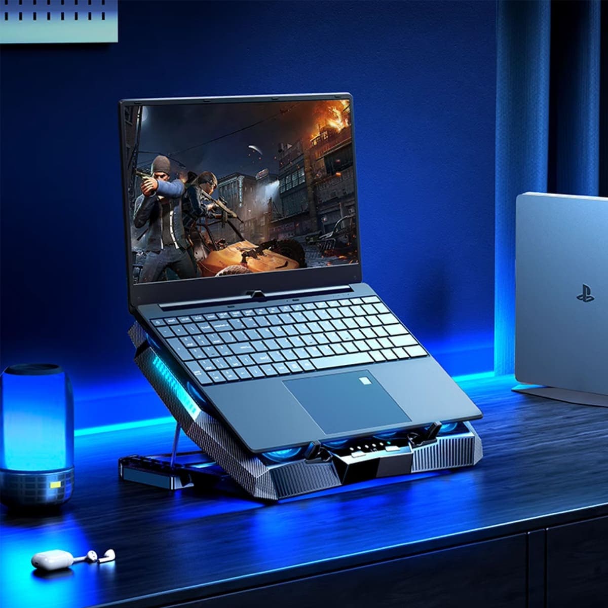 Đế tản nhiệt laptop gaming FL03 12 quạt giá đỡ laptop đèn led rgb chỉnh tốc độ gió làm mát nhanh chống ồn - 3