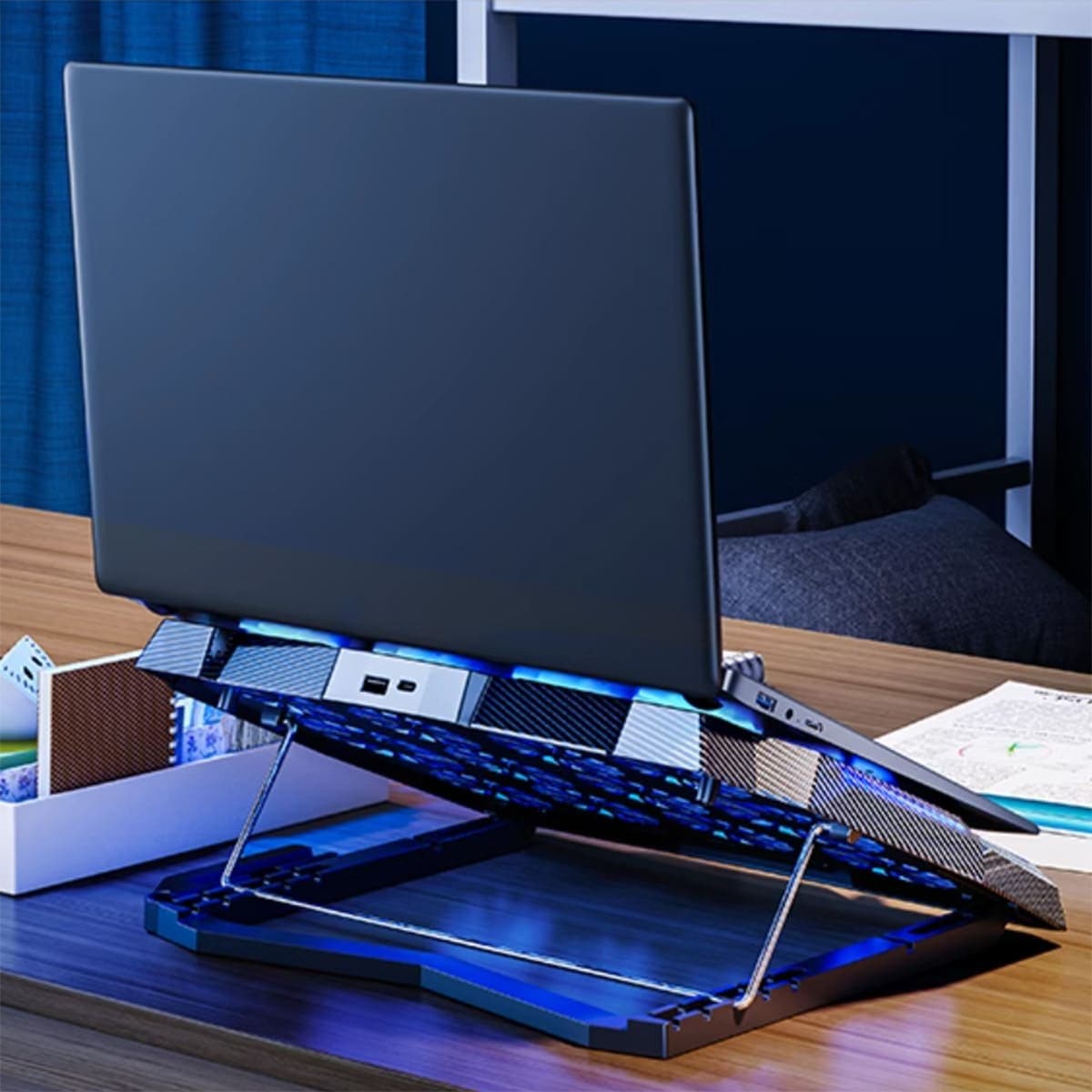 Đế tản nhiệt laptop gaming FL03 12 quạt giá đỡ laptop đèn led rgb chỉnh tốc độ gió làm mát nhanh chống ồn - 4