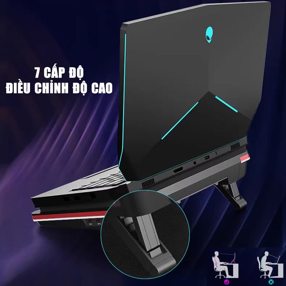 Quạt tản nhiệt laptop IETS GT500S2 tản khí nén turbo giảm nhiệt thực sự cho máy tính đồ họa gaming - 6