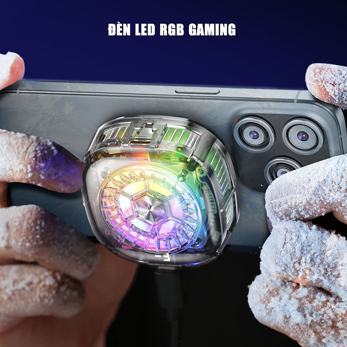 Quạt tản nhiệt sò lạnh điện thoại máy tính bảng X122 Pro đóng băng full mặt màn hình hiển thị nhiệt led RGB - 10