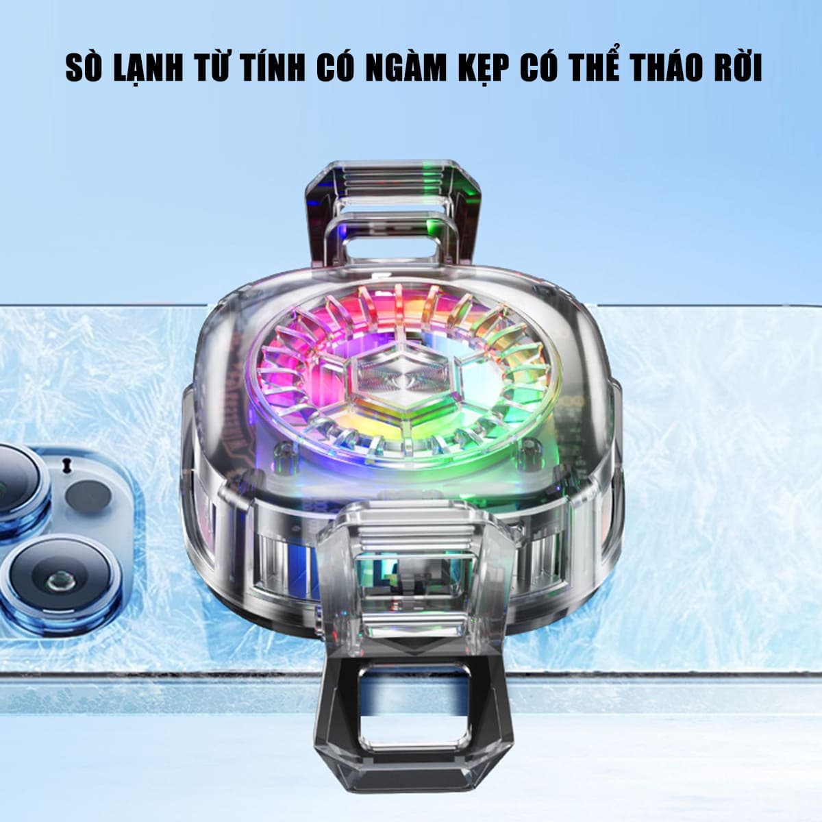 Quạt tản nhiệt sò lạnh điện thoại máy tính bảng X122 Pro đóng băng full mặt màn hình hiển thị nhiệt led RGB - 9