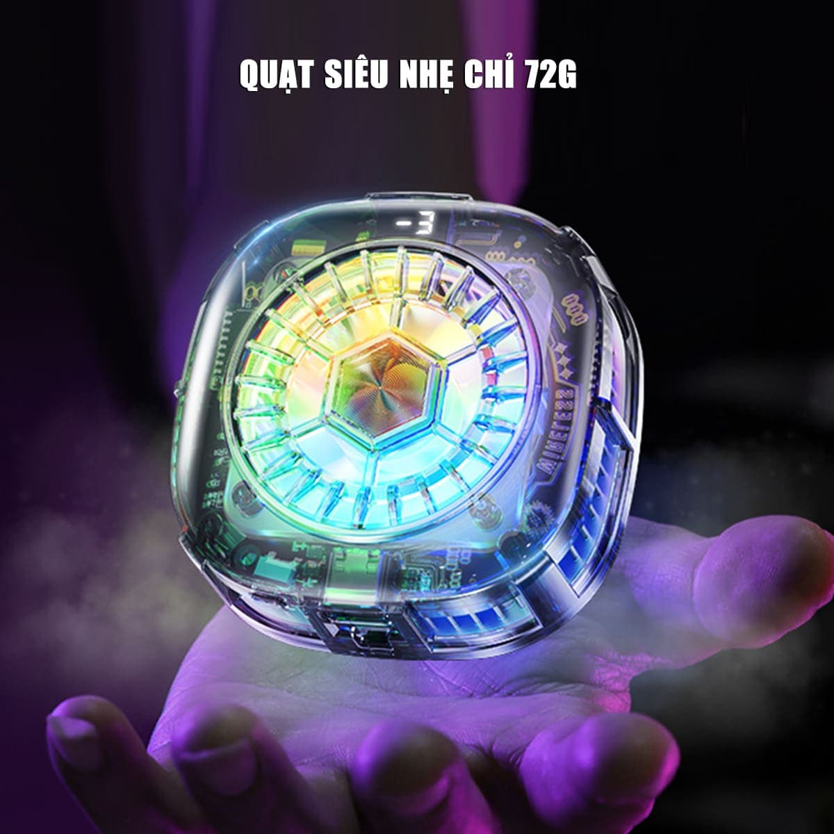 Quạt tản nhiệt sò lạnh điện thoại máy tính bảng X122 Pro đóng băng full mặt màn hình hiển thị nhiệt led RGB - 5