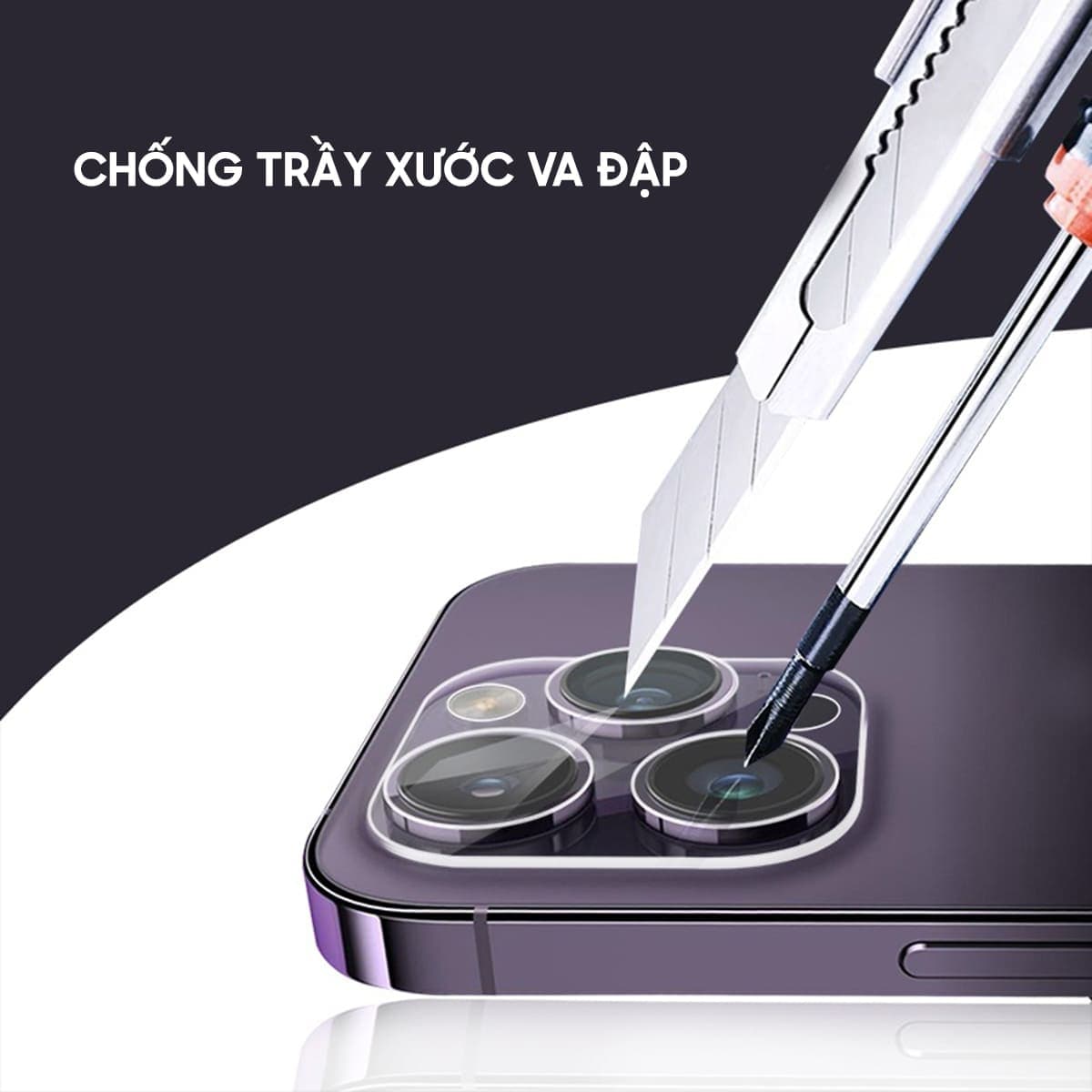 Dán camera Iphone 16 cường lực camera thấu kính nổi 3D độ cứng 9H trong suốt - 8