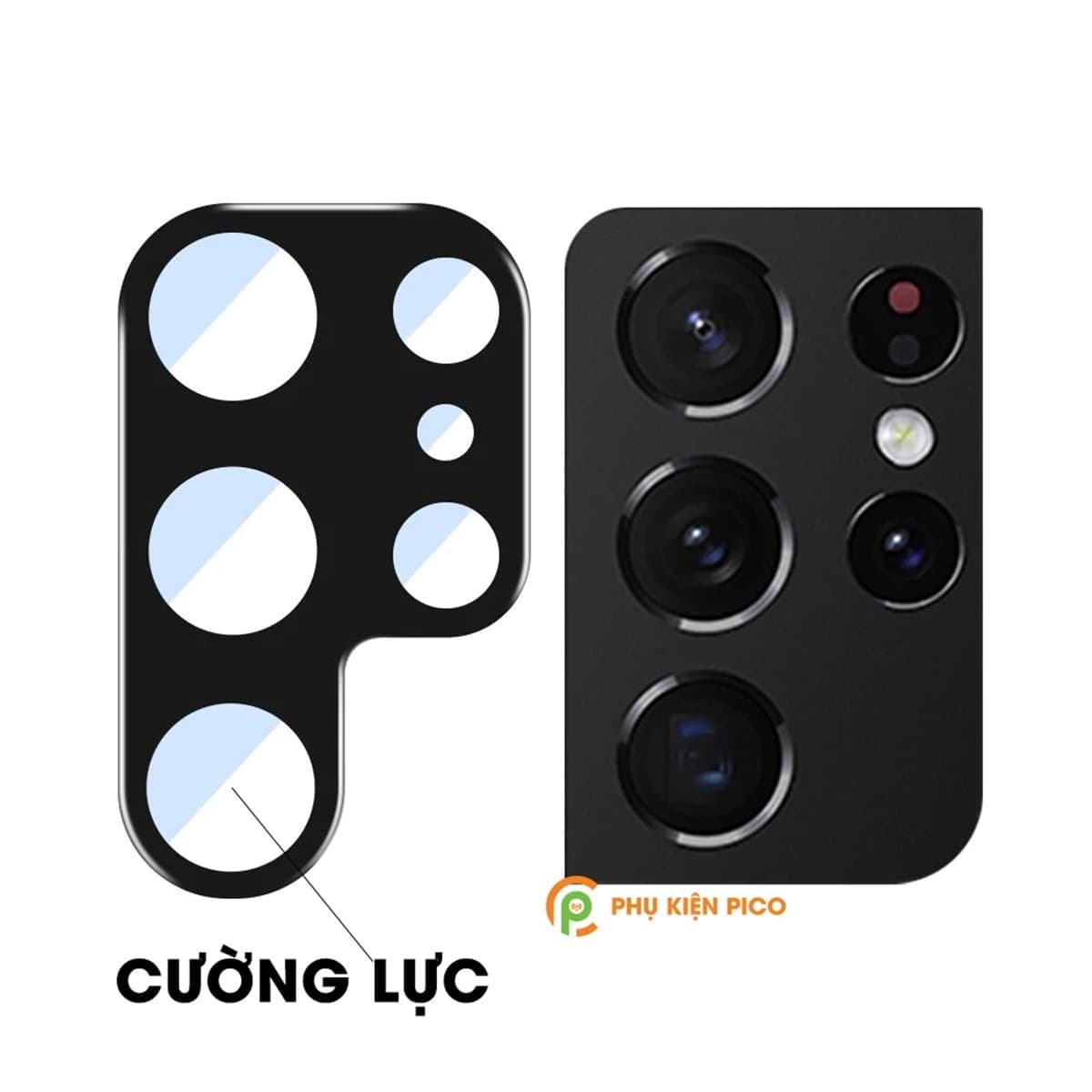 Dán cường lực camera Samsung Galaxy S24 Ultra thấu kính nổi 3D độ cứng 9H trong suốt - 3