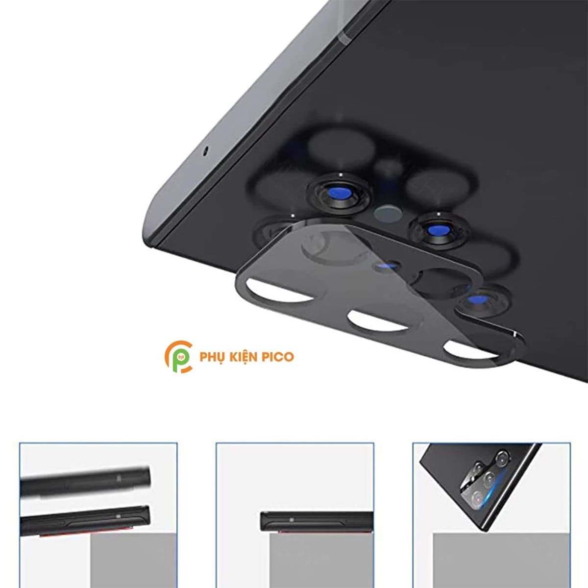 Dán cường lực camera Samsung Galaxy S24 Ultra thấu kính nổi 3D độ cứng 9H trong suốt - 7