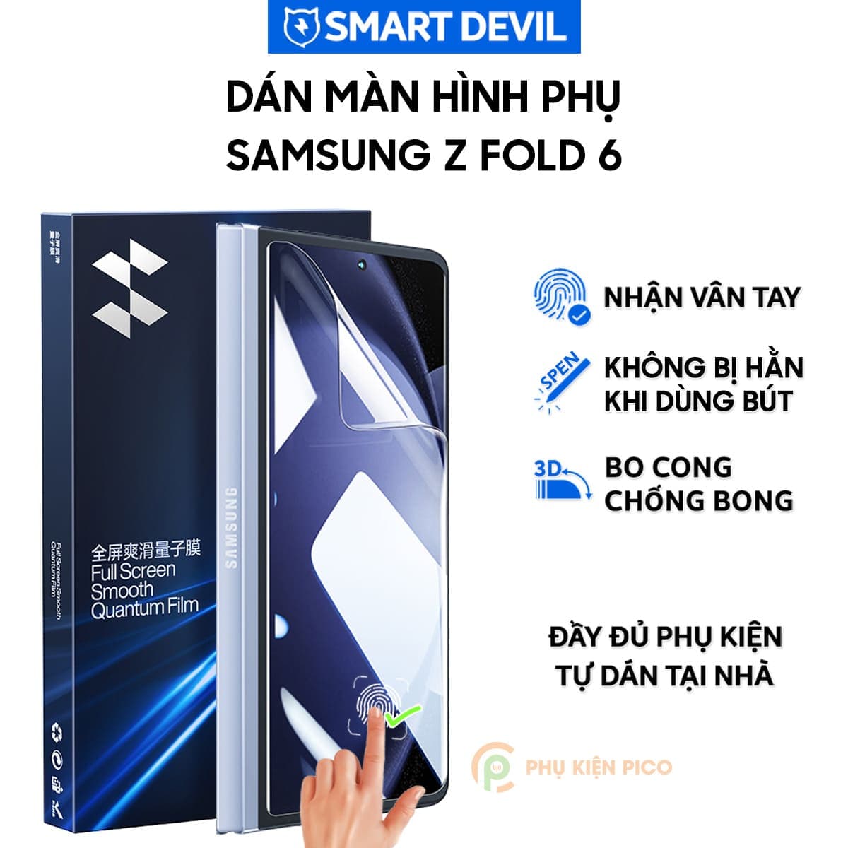 Dán màn hình Samsung Z Fold 6 PPF Smart Devil full màn hình phụ dẻo trong suốt