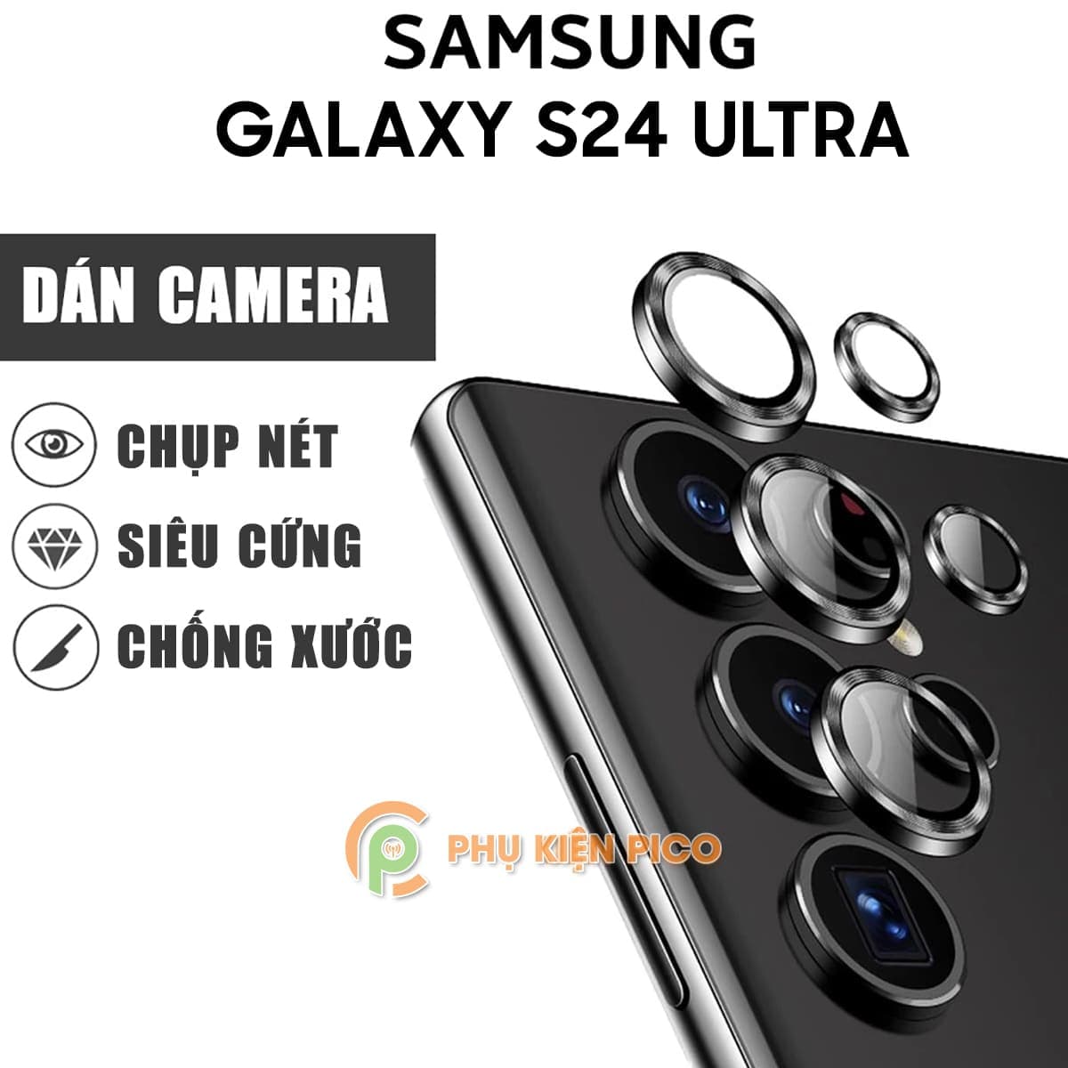 Dán mắt camera Samsung S24 Ultra - Dán camera Samsung Galaxy S24 Ultra có kính cường lực