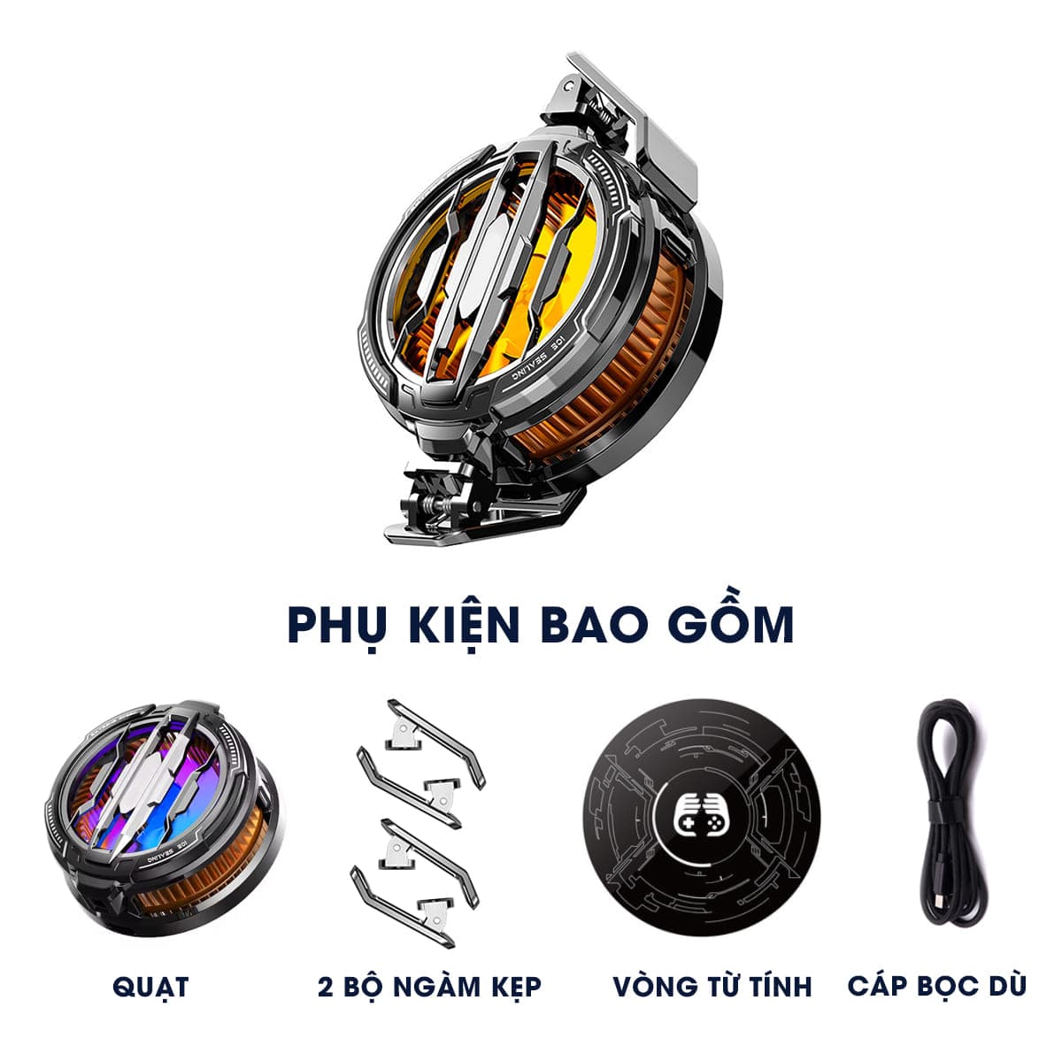 Quạt sò lạnh tản nhiệt điện thoại Ipad Memo CX07 V2 Led RGB bản nâng cấp toàn diện đóng băng full mặt - 2