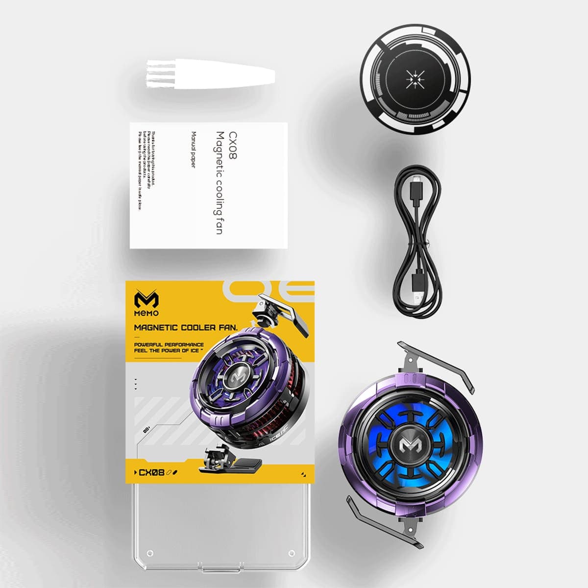 Quạt tản nhiệt điện thoại máy tính bảng Memo CX08 Pro sò lạnh từ tính led RGB thế hệ mới đóng băng full mặt - 2