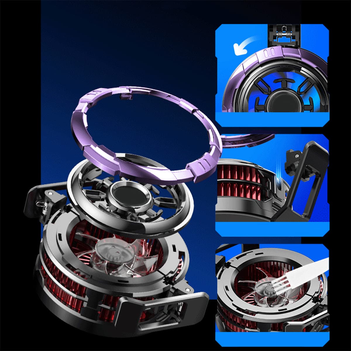 Quạt tản nhiệt điện thoại máy tính bảng Memo CX08 Pro sò lạnh từ tính led RGB thế hệ mới đóng băng full mặt - 4