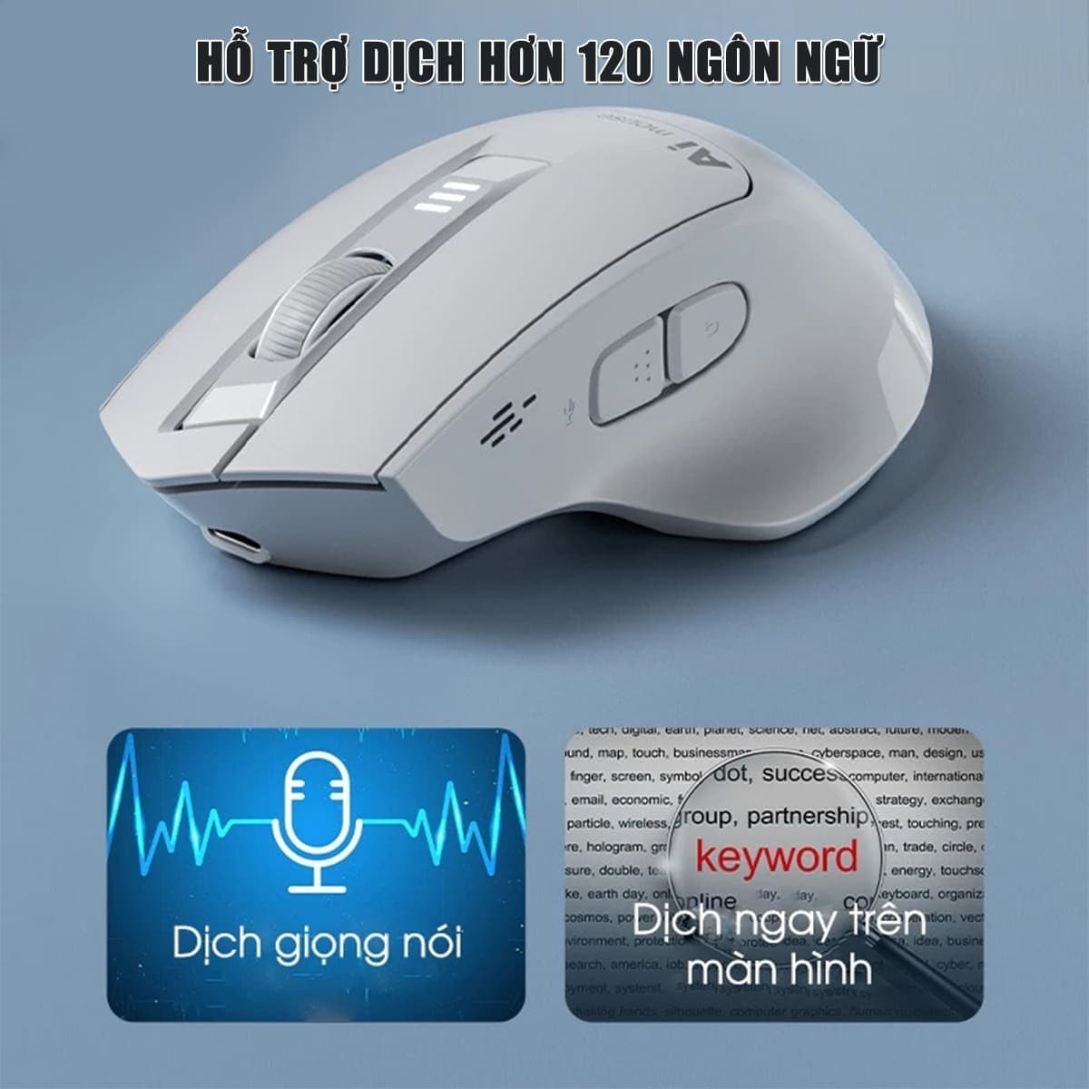 Chuột không dây Bluetooth Inphic S6 DPI 2400 - Chuột Voice AI điều khiển giọng nói chống ồn, pin sạc Type-C - 2