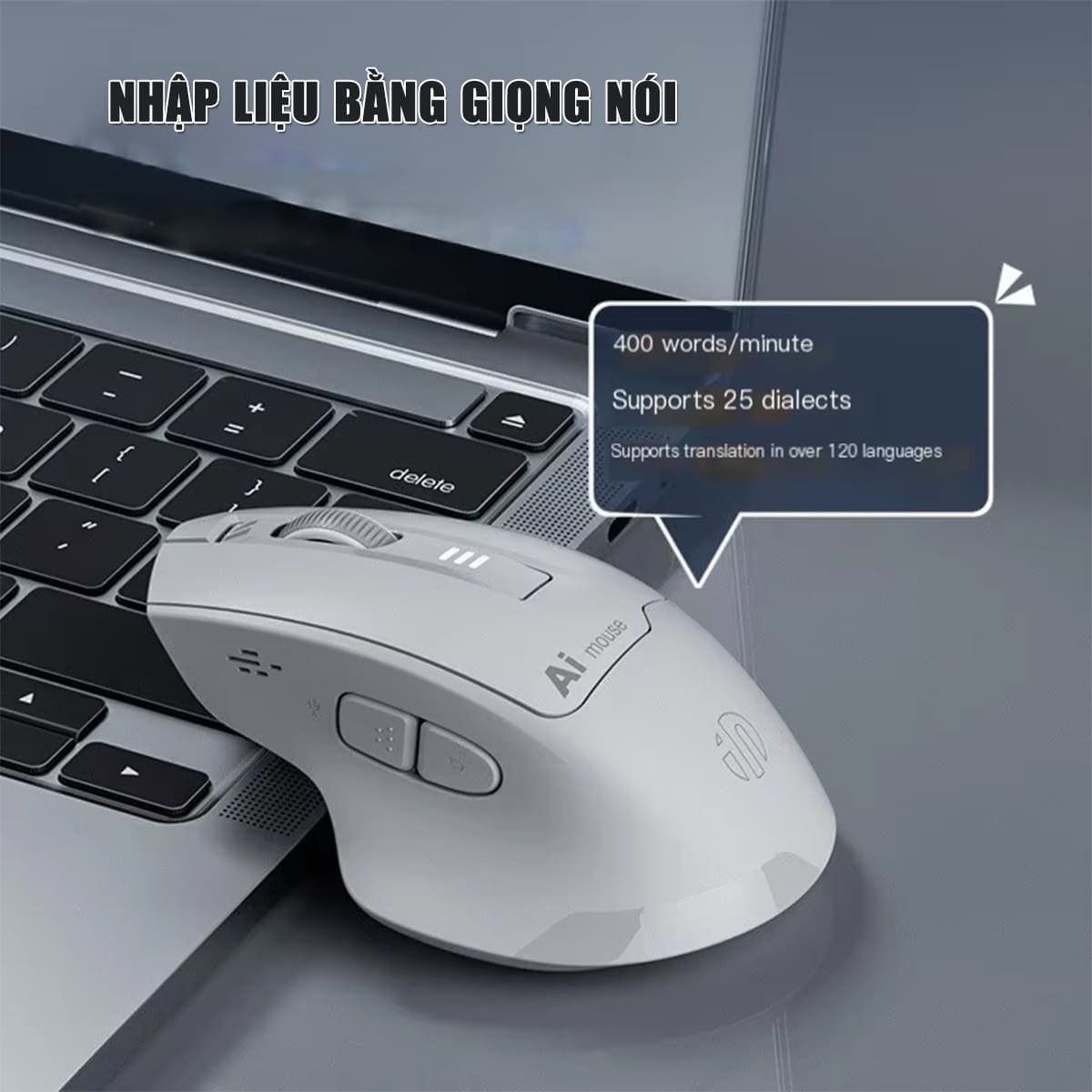 Chuột không dây Bluetooth Inphic S6 DPI 2400 - Chuột Voice AI điều khiển giọng nói chống ồn, pin sạc Type-C - 5