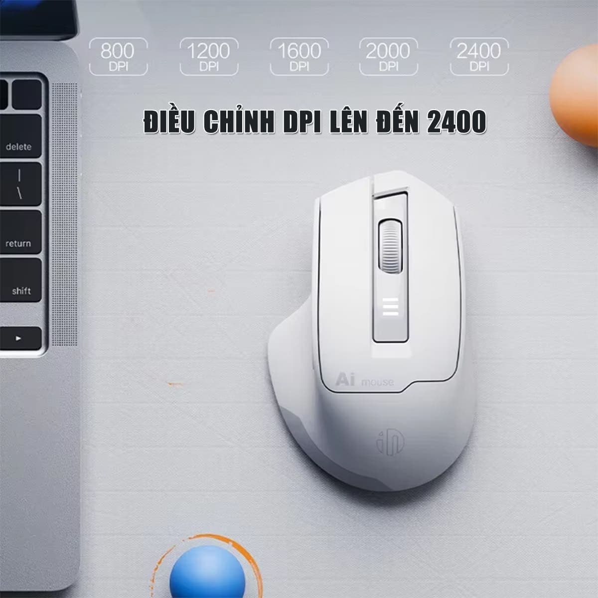 Chuột không dây Bluetooth Inphic S6 DPI 2400 - Chuột Voice AI điều khiển giọng nói chống ồn, pin sạc Type-C - 9