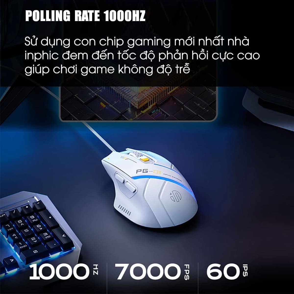 Chuột có dây Inphic PG1 gaming 12800 DPI chuyên game FPS hỗ trợ app led RGB - Chuột Inphic Game có dây - 3