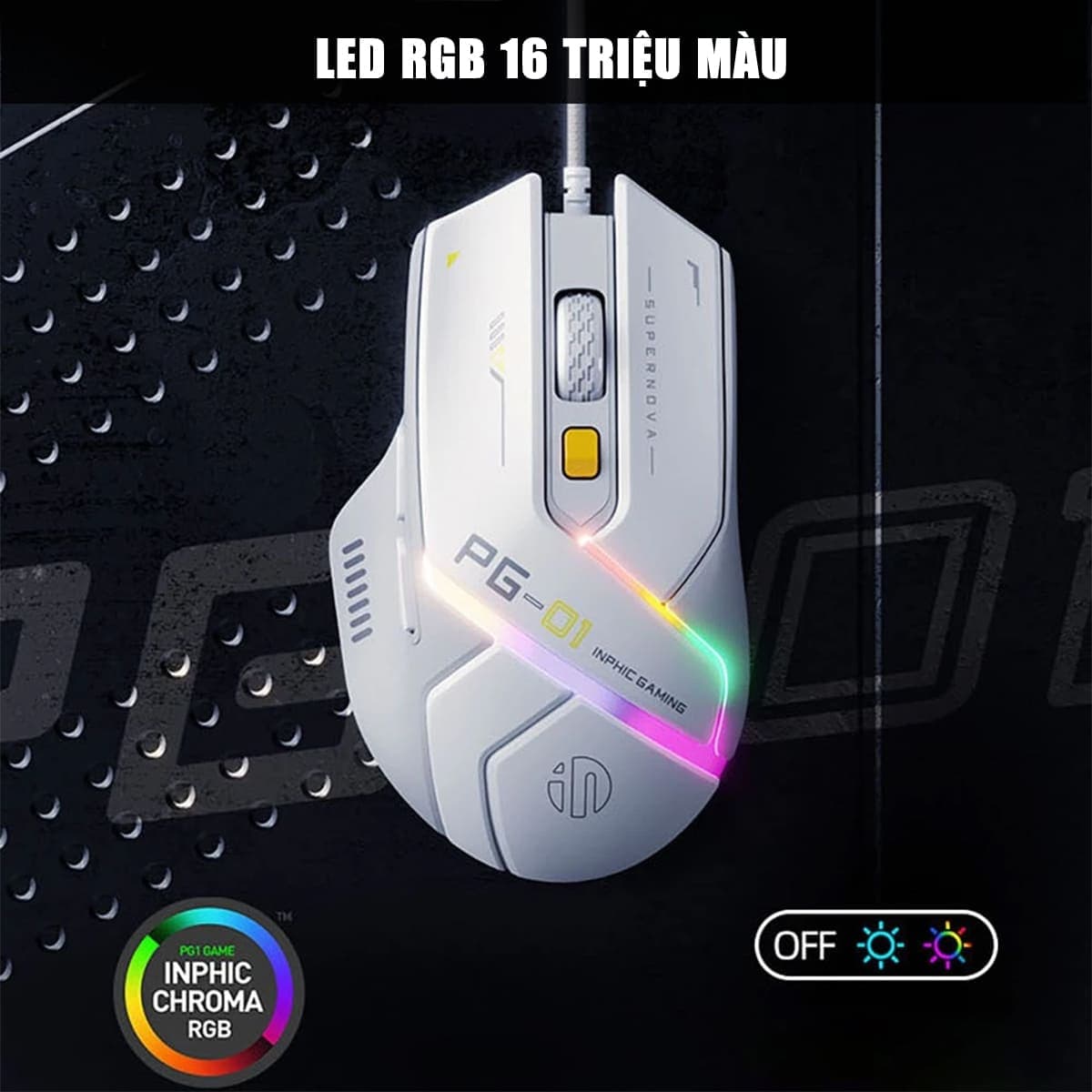 Chuột có dây Inphic PG1 gaming 12800 DPI chuyên game FPS hỗ trợ app led RGB - Chuột Inphic Game có dây - 7