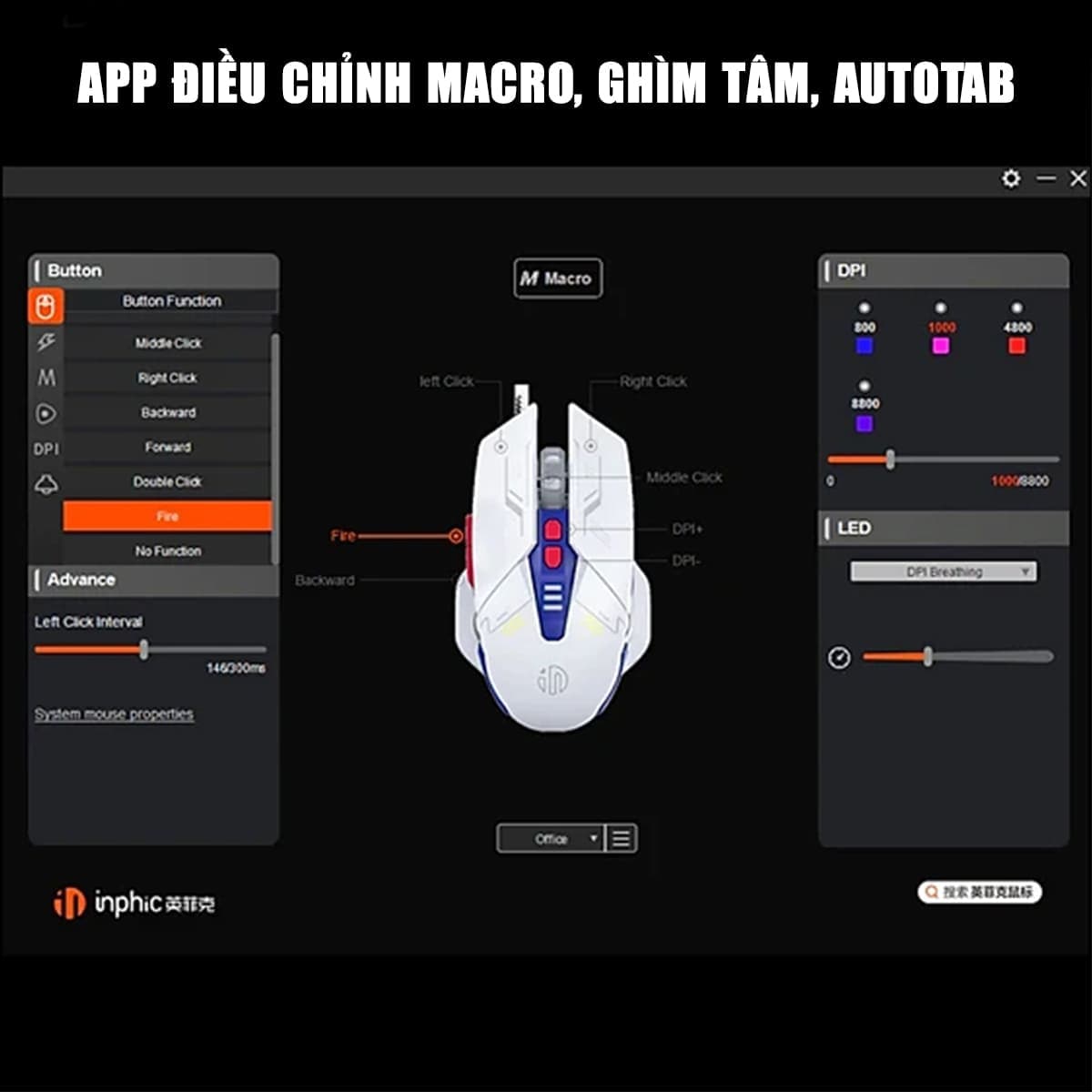 Chuột gaming Inphic W9 có dây game FPS 8800 DPI công thái học - Chuột Inphic W9 Gundam Led RGB - 11