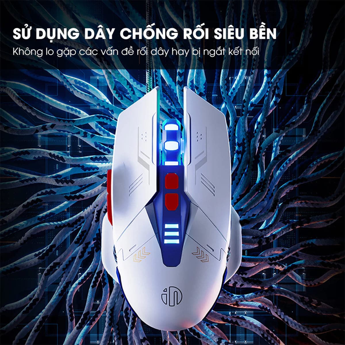Chuột gaming Inphic W9 có dây game FPS 8800 DPI công thái học - Chuột Inphic W9 Gundam Led RGB - 3