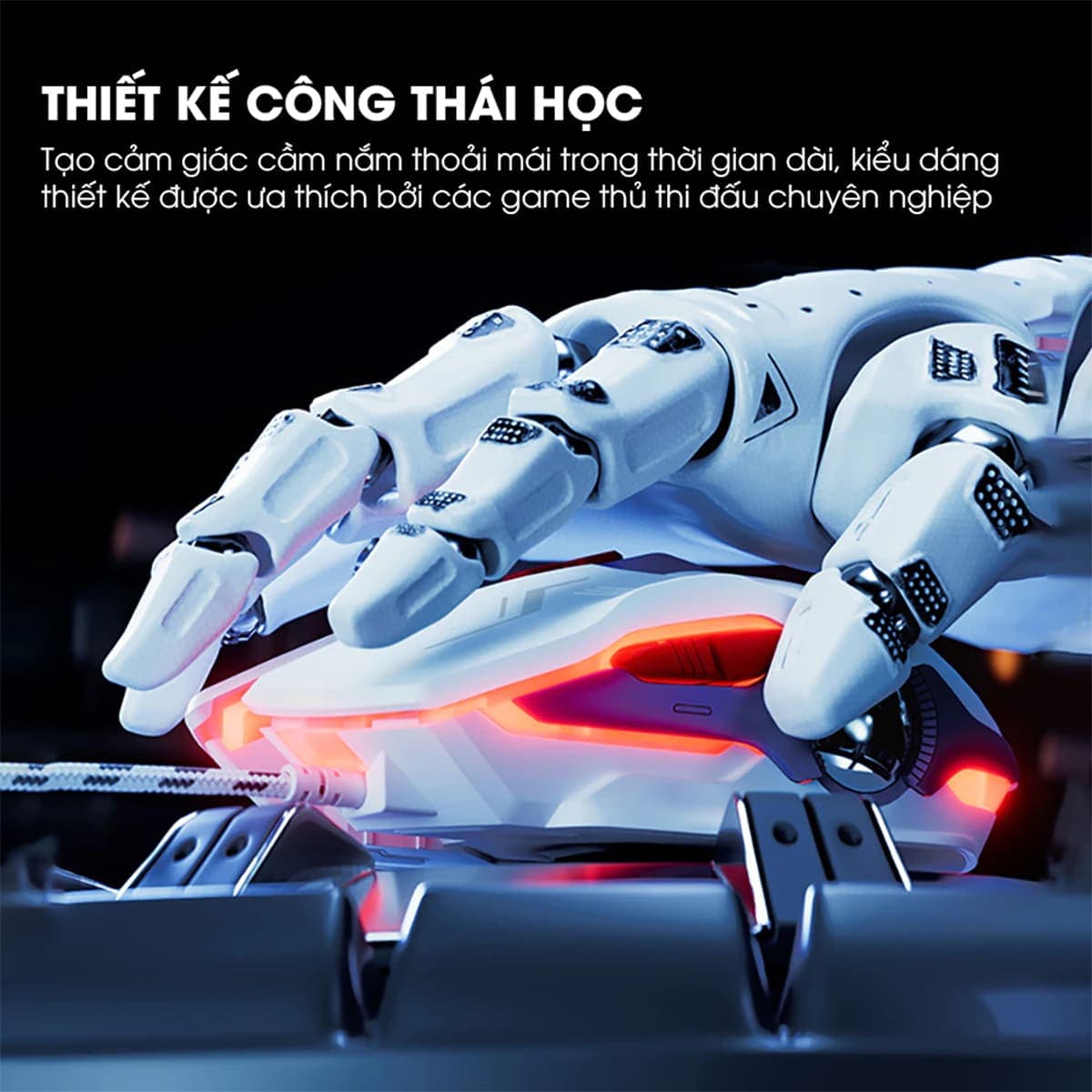 Chuột gaming Inphic W9 có dây game FPS 8800 DPI công thái học - Chuột Inphic W9 Gundam Led RGB - 7