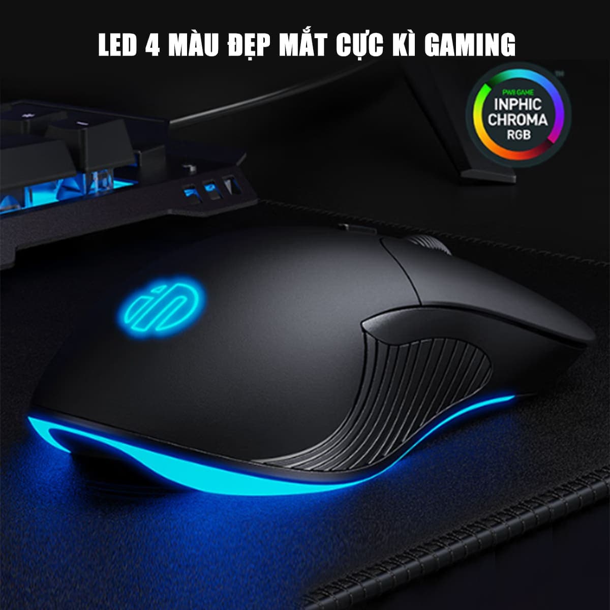 Chuột có dây gaming Inphic B1 giá rẻ 7200 DPI USB - Chuột chơi game Inphic B1 không tiếng ồn Silent Click - 4