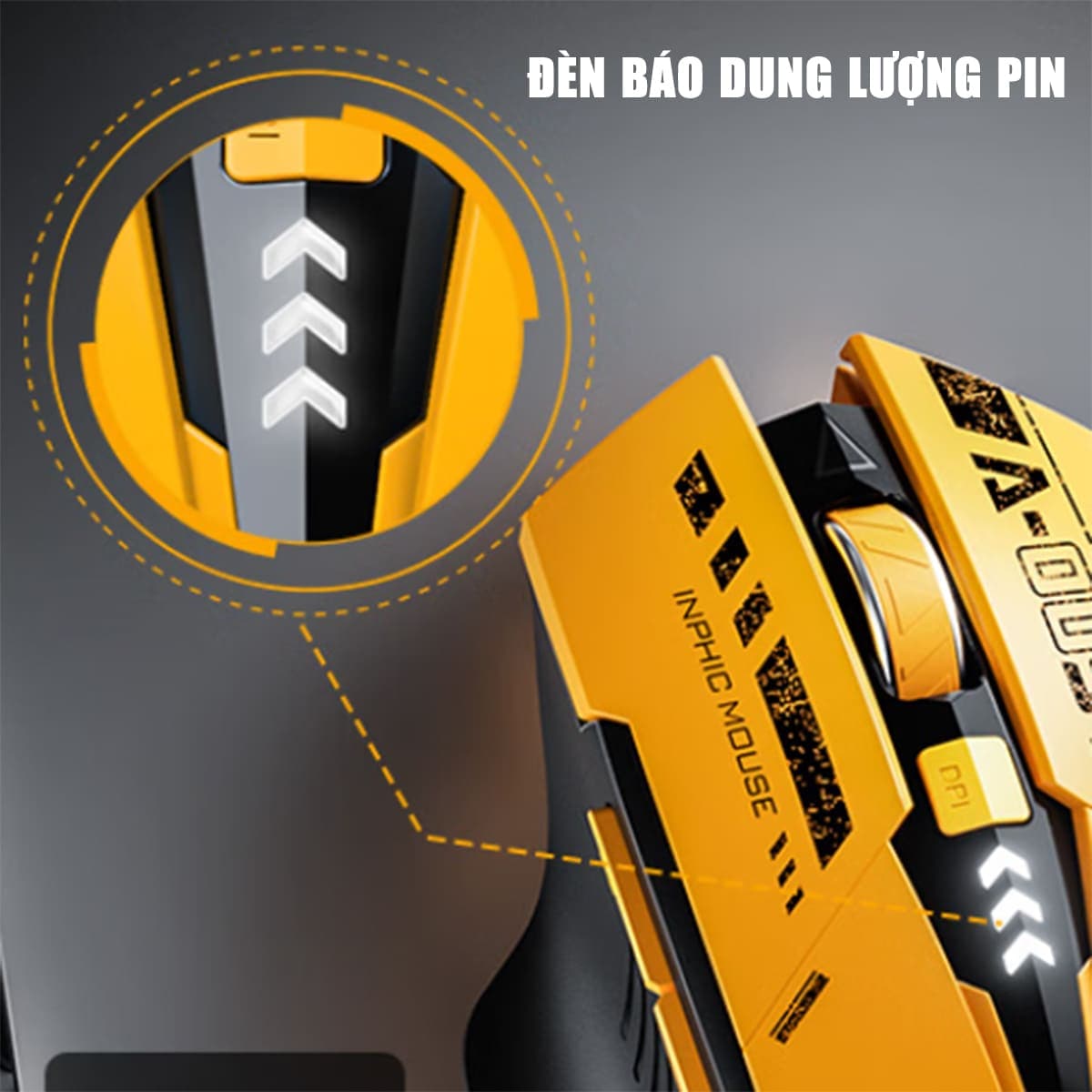 Chuột Bluetooth Inphic A9 Gundam - Chuột không dây Inphic A9 chơi game máy tinh pc laptop Wireless - 10