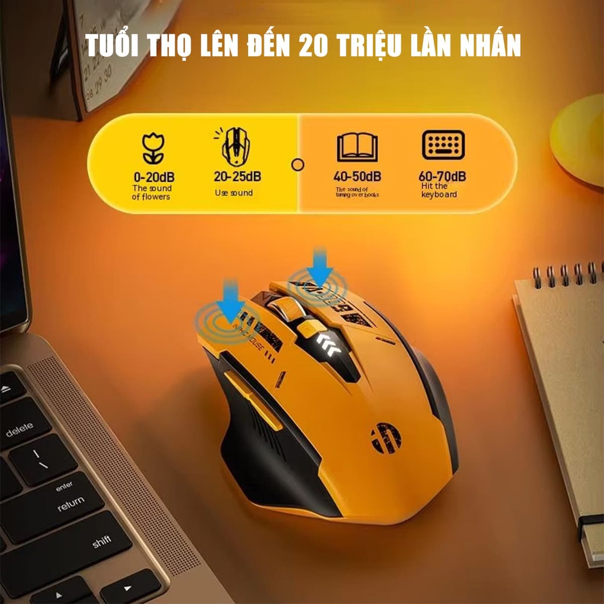 Chuột Bluetooth Inphic A9 Gundam - Chuột không dây Inphic A9 chơi game máy tinh pc laptop Wireless - 3