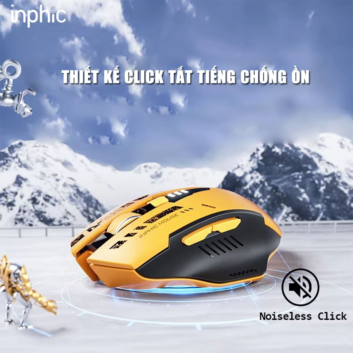 Chuột Bluetooth Inphic A9 Gundam - Chuột không dây Inphic A9 chơi game máy tinh pc laptop Wireless - 4