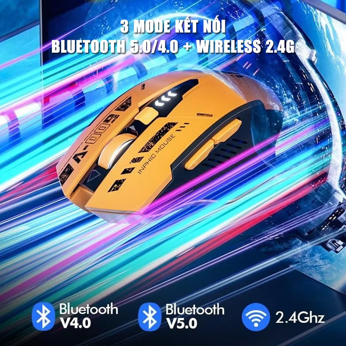Chuột Bluetooth Inphic A9 Gundam - Chuột không dây Inphic A9 chơi game máy tinh pc laptop Wireless - 5